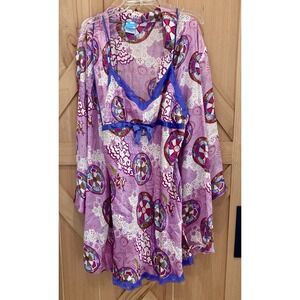 NWT Nick & Nora VintageL/XL Robe and Gown Kaftan Kimono 100% Silk Asian Dragon